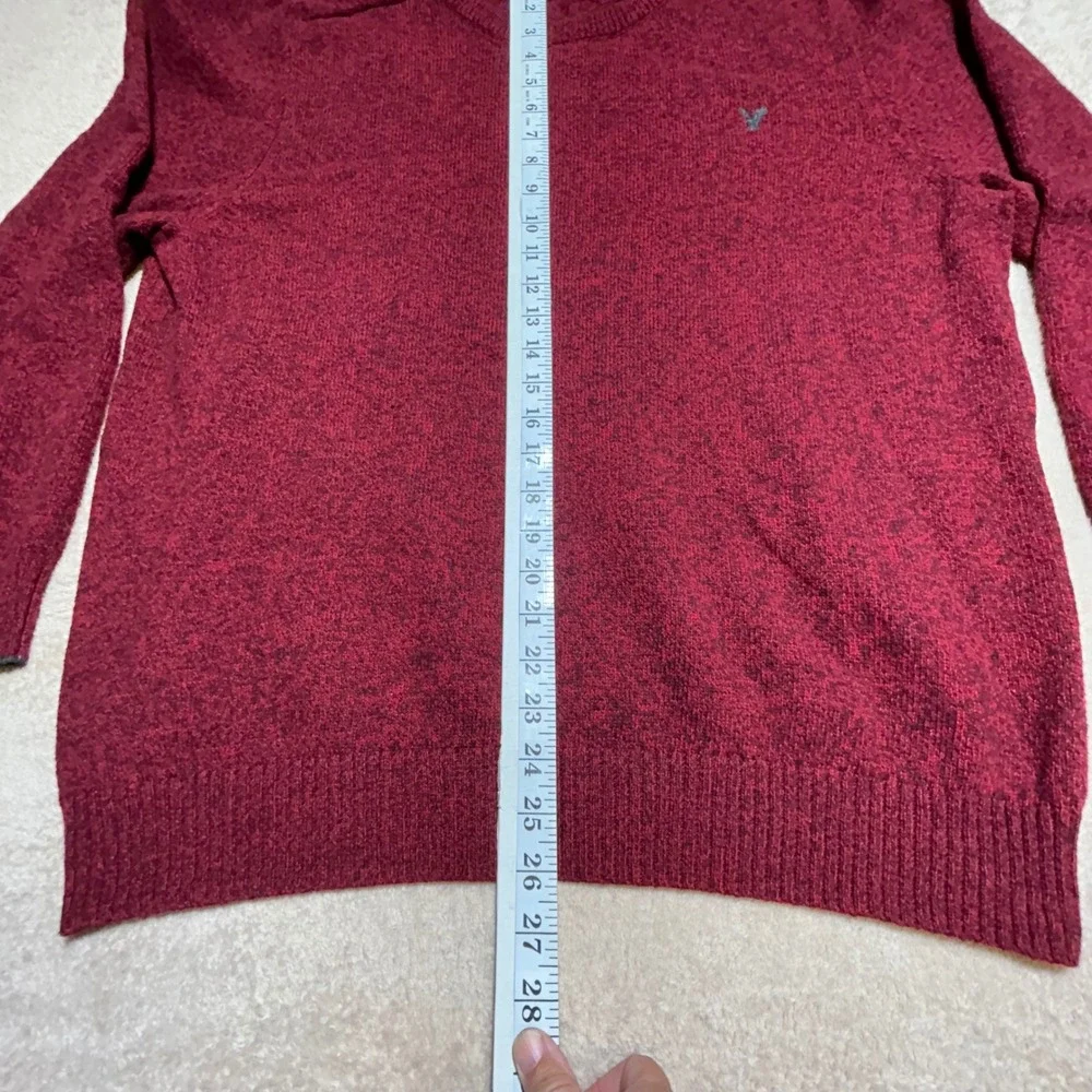 American Eagle Mens XXL Burgundy Marl Cotton Wool Blend Crewneck Sweater